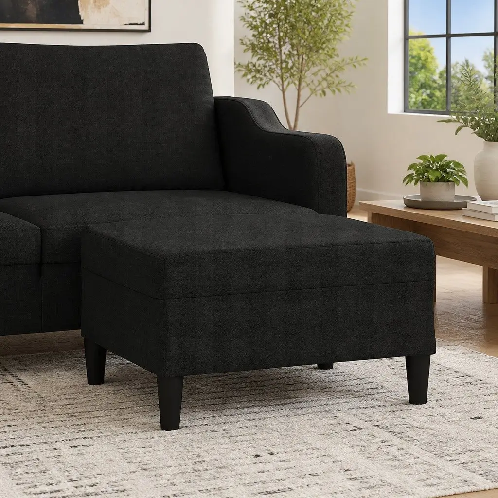 Footstool Black 70x55x41 cm Modern Living Room Furniture Rest Ottoman Seat