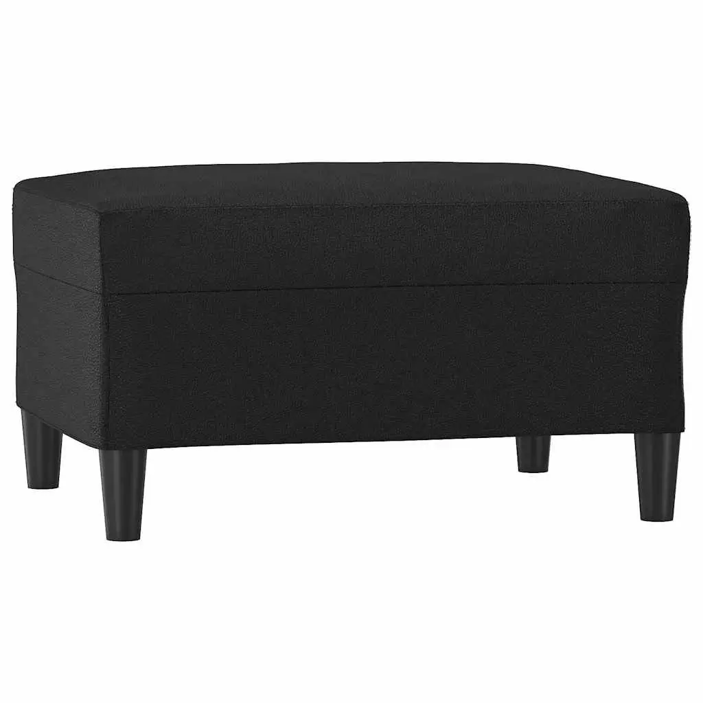 Footstool Living Room Black Faux Leather Compact Size