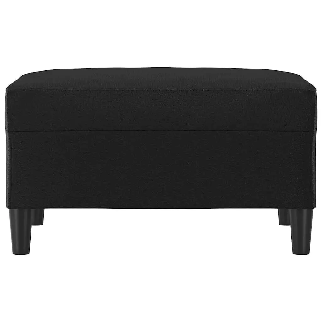 Footstool Living Room Black Faux Leather Compact Size