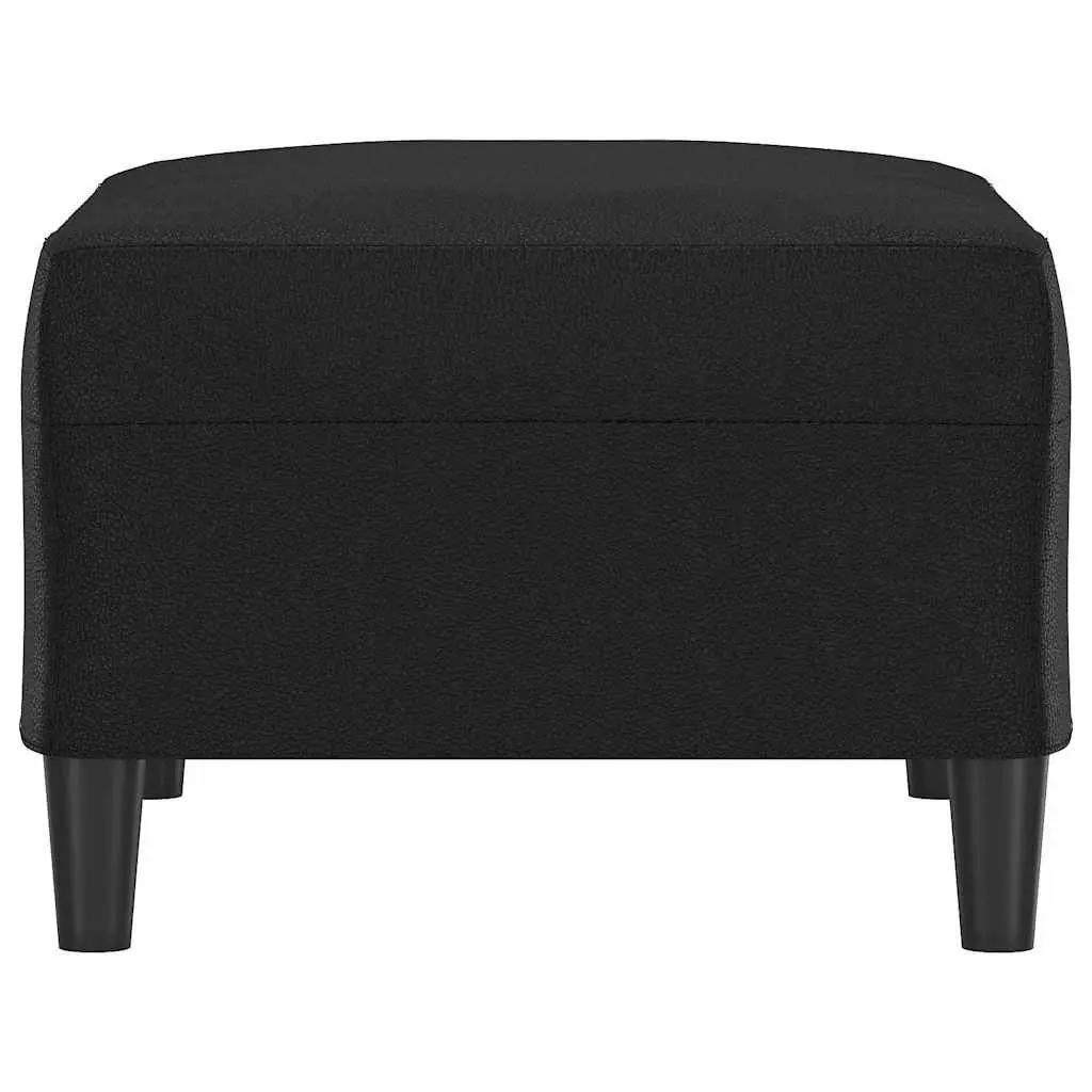 Footstool Living Room Black Faux Leather Compact Size