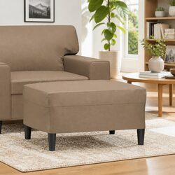 Footstool Brown Faux Leather Ottoman Foot Rest Sofa Recliner Living Room
