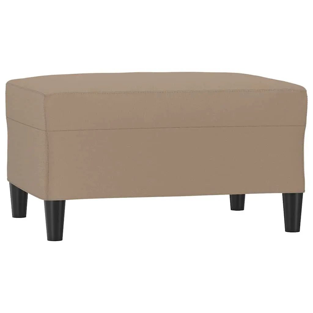 Footstool Living Room Brown Faux Leather Ottoman 70 x 55 x 41 cm