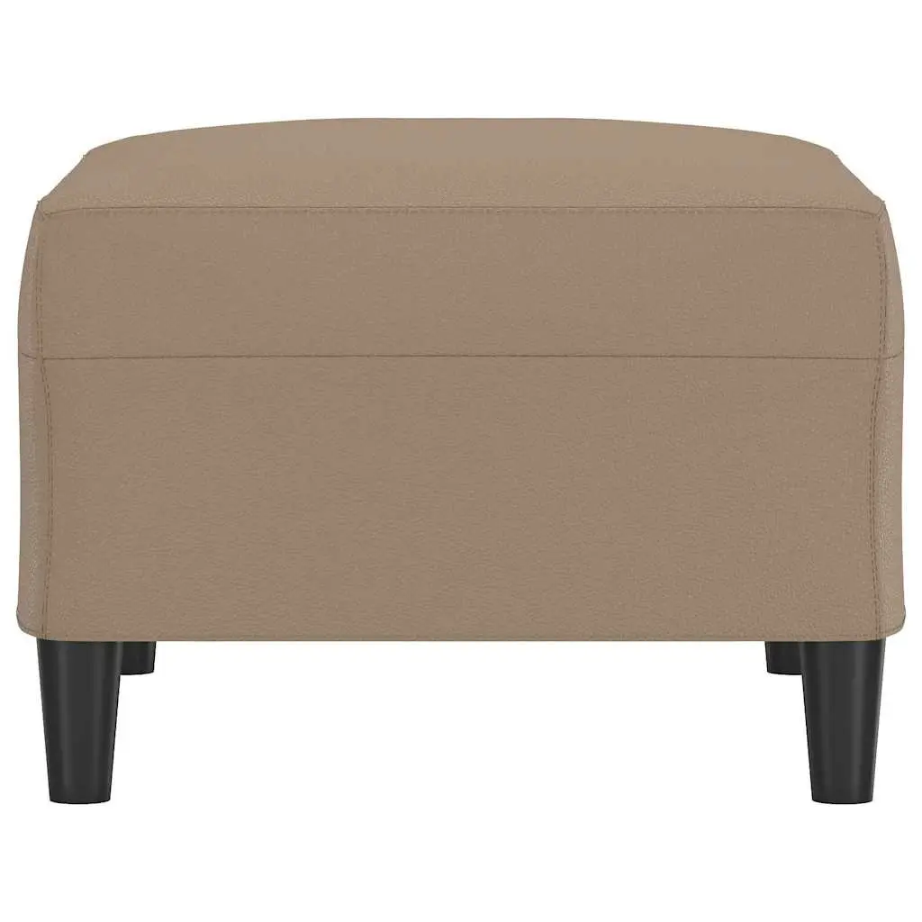 Footstool Living Room Brown Faux Leather Ottoman 70 x 55 x 41 cm