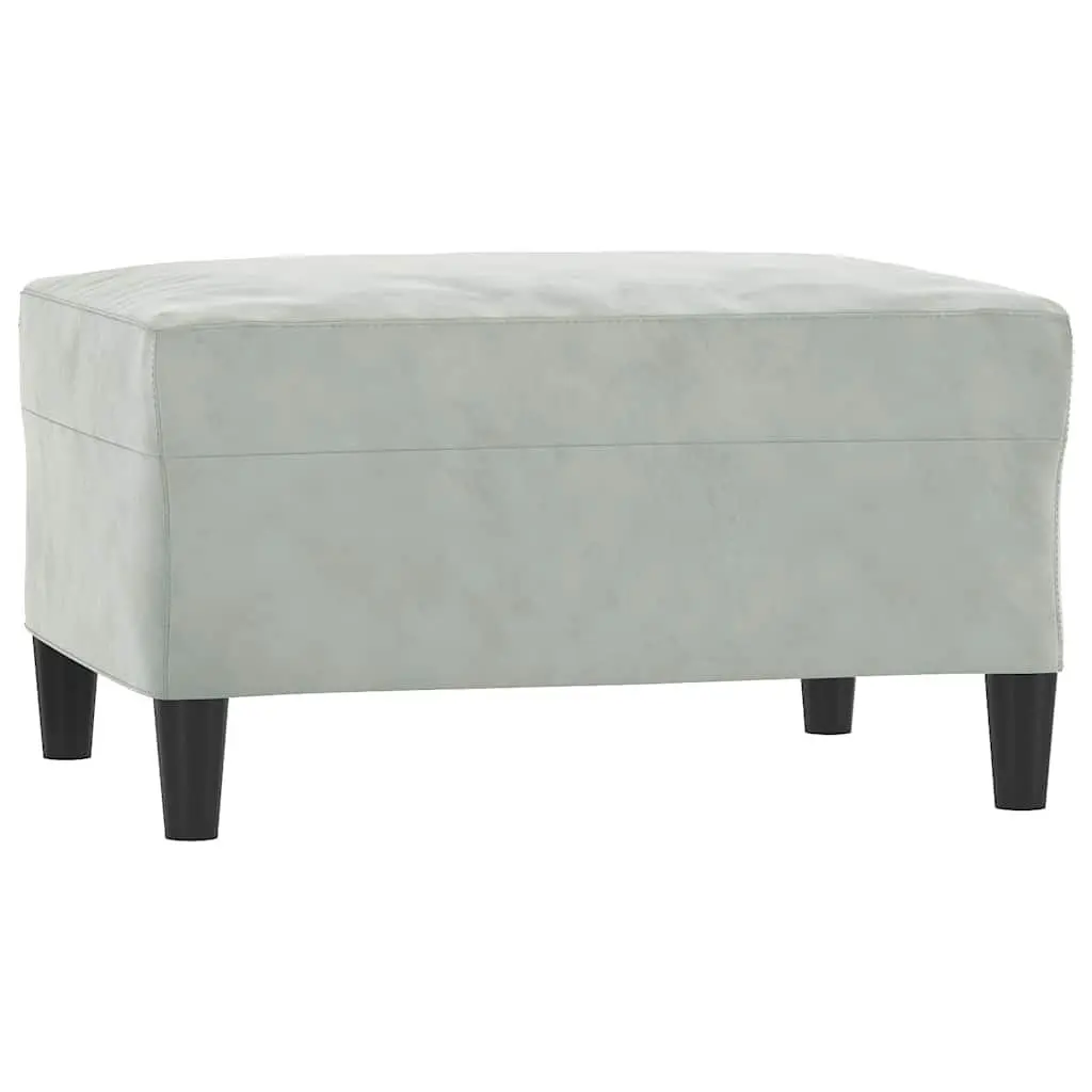 Light Grey Velvet Footstool