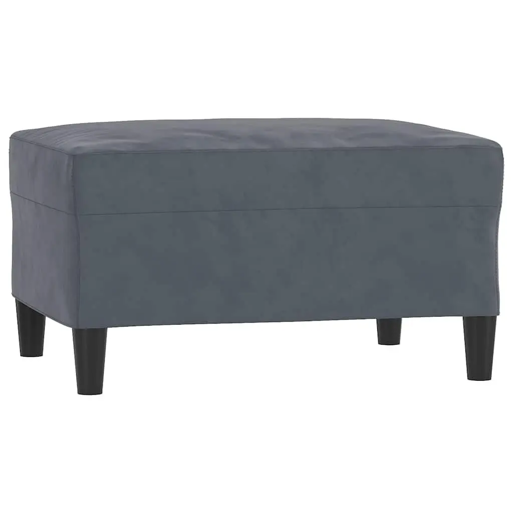 Ottoman for Living Room Use Grey Velvet Upholstered Footstool