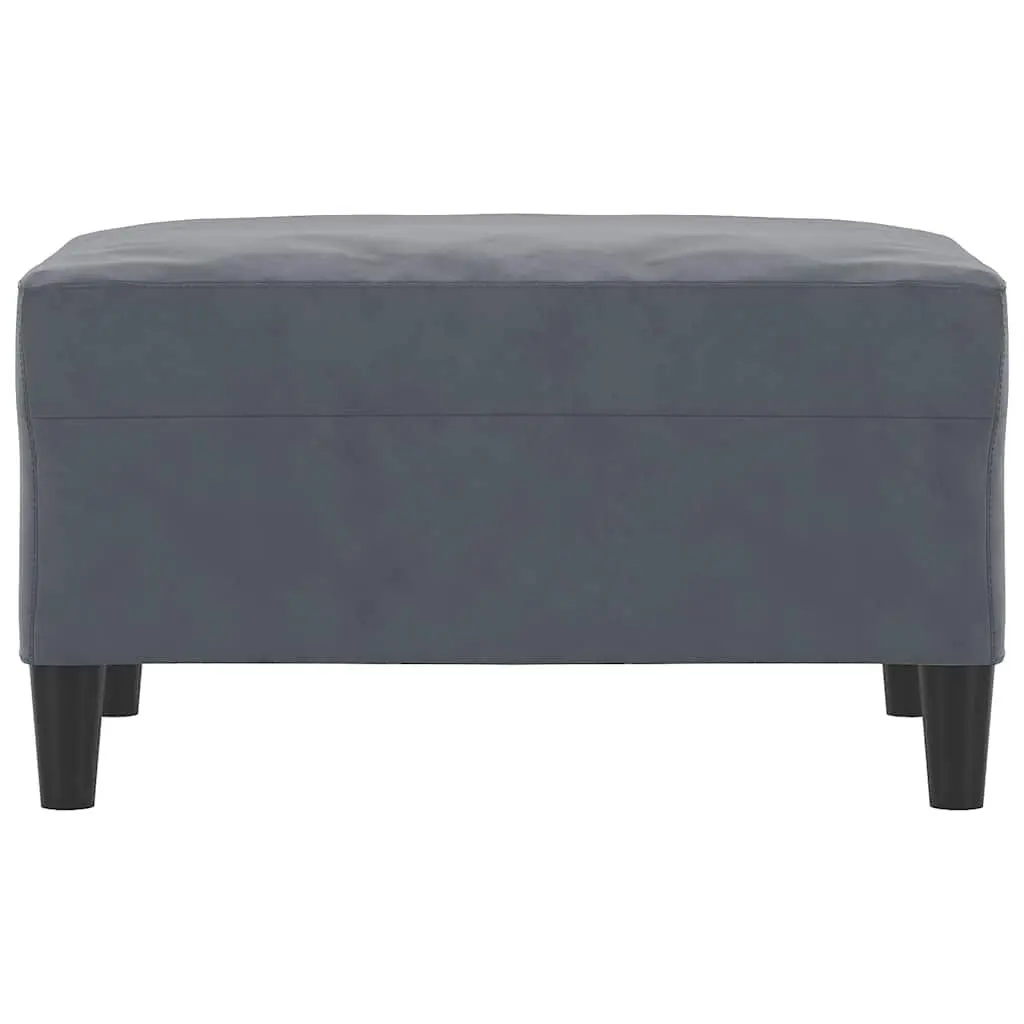 Ottoman for Living Room Use Grey Velvet Upholstered Footstool