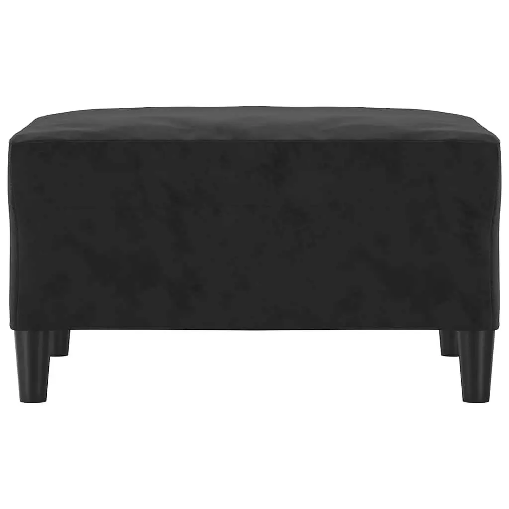 Footstool Black Velvet Ottoman Footrest Compact Living Room 70 x 55 x 41 cm