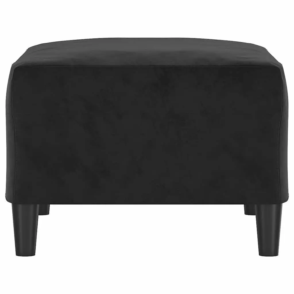 Footstool Black Velvet Ottoman Footrest Compact Living Room 70 x 55 x 41 cm