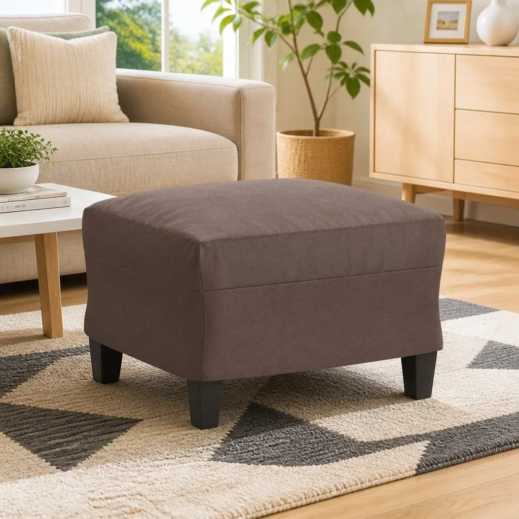 Faux Leather Footstool with Sturdy Plywood Frame