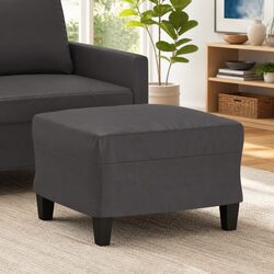 Footstool Grey Faux Leather Ottoman Compact Rest Stool Living Room Furniture