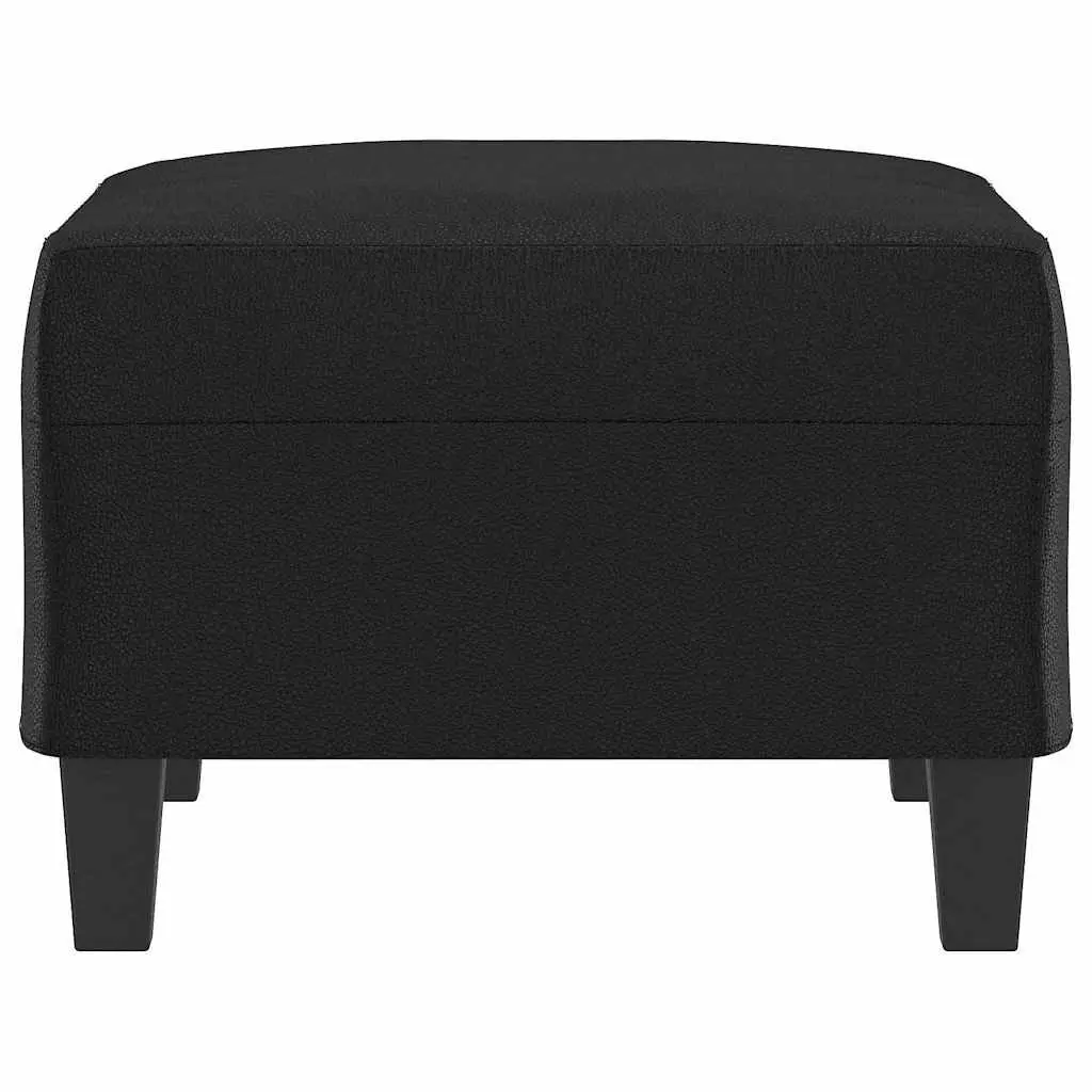 Black Faux Leather Ottoman Footstool