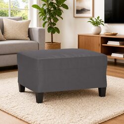 Grey Faux Leather Footstool, 70x55x41 cm Dimensions