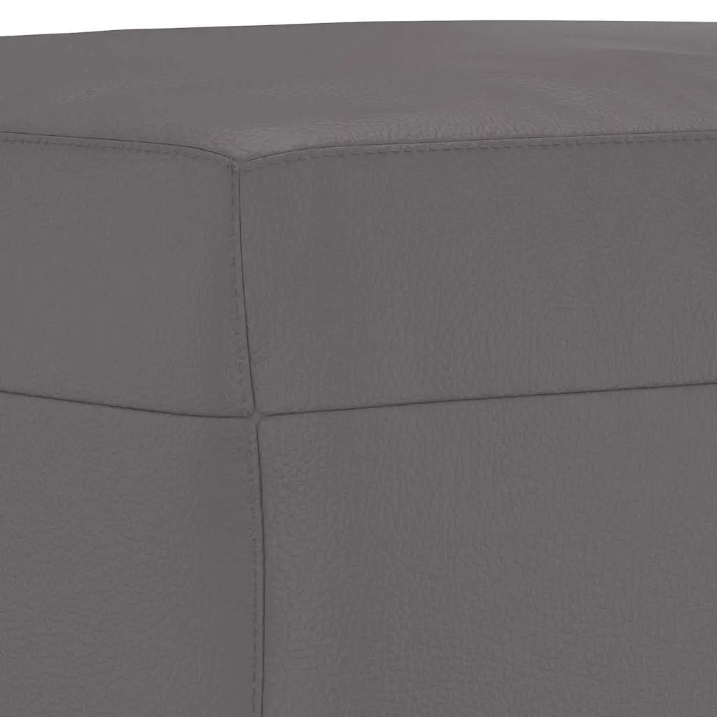 Footstool Grey Living Room 70x55x41 cm Faux Leather Ottoman Seat Rest Compact Modern