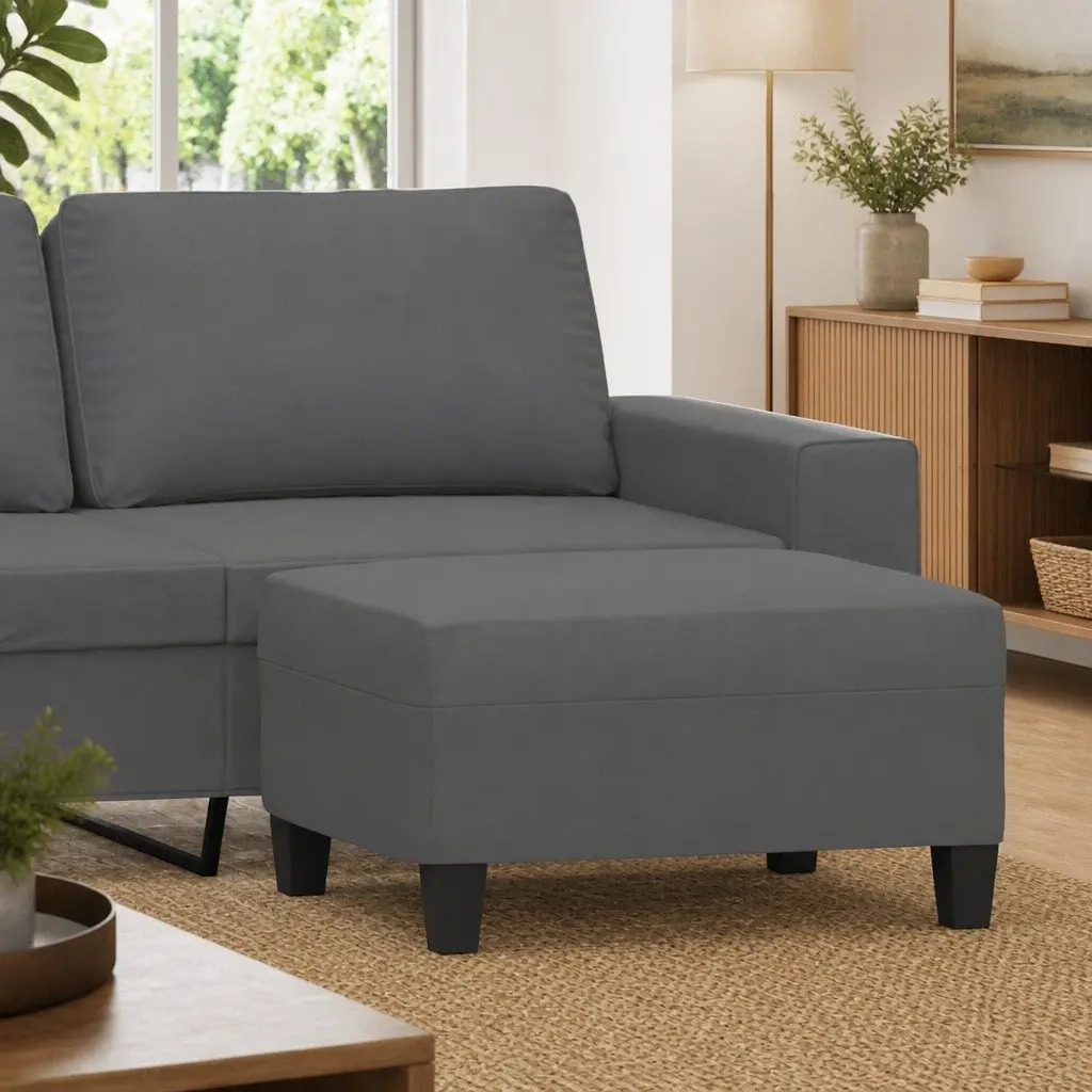 Grey Microfibre Footstool Ottoman