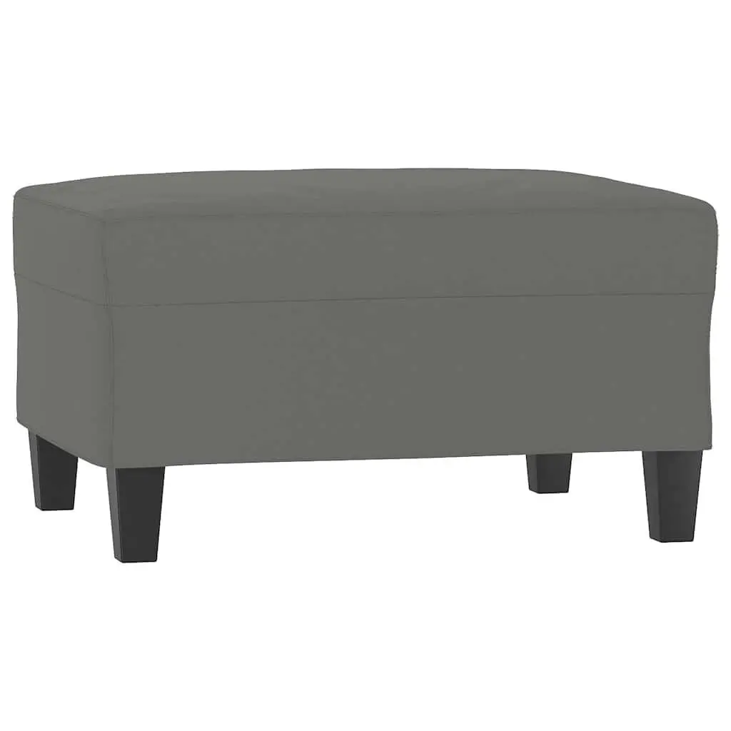 Grey Footstool Ottoman Microfibre Fabric Compact Resting Stool 70 x 55 x 41 cm