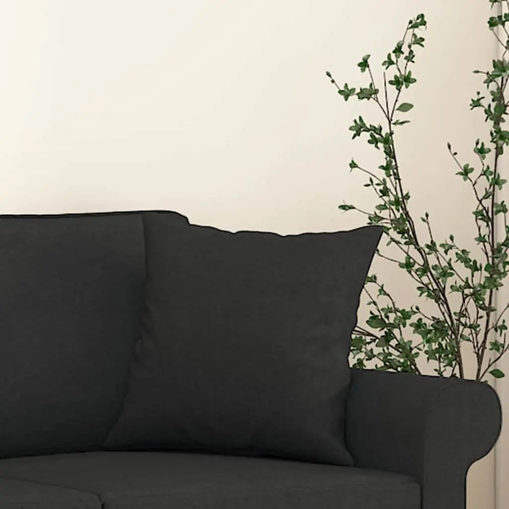 Throw Pillows 2 Piece Set Black Square Cushions 40x40 cm Sofa Couch Decor
