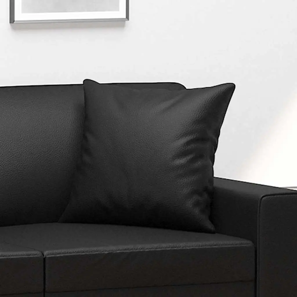 Throw Pillows 2 pcs Black 40x40 cm Faux Leather Square Cushions Sofa Decor