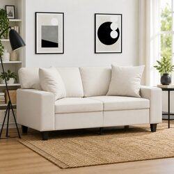 Faux Leather Throw Pillows 40x40 cm in Cream - 2 pcs