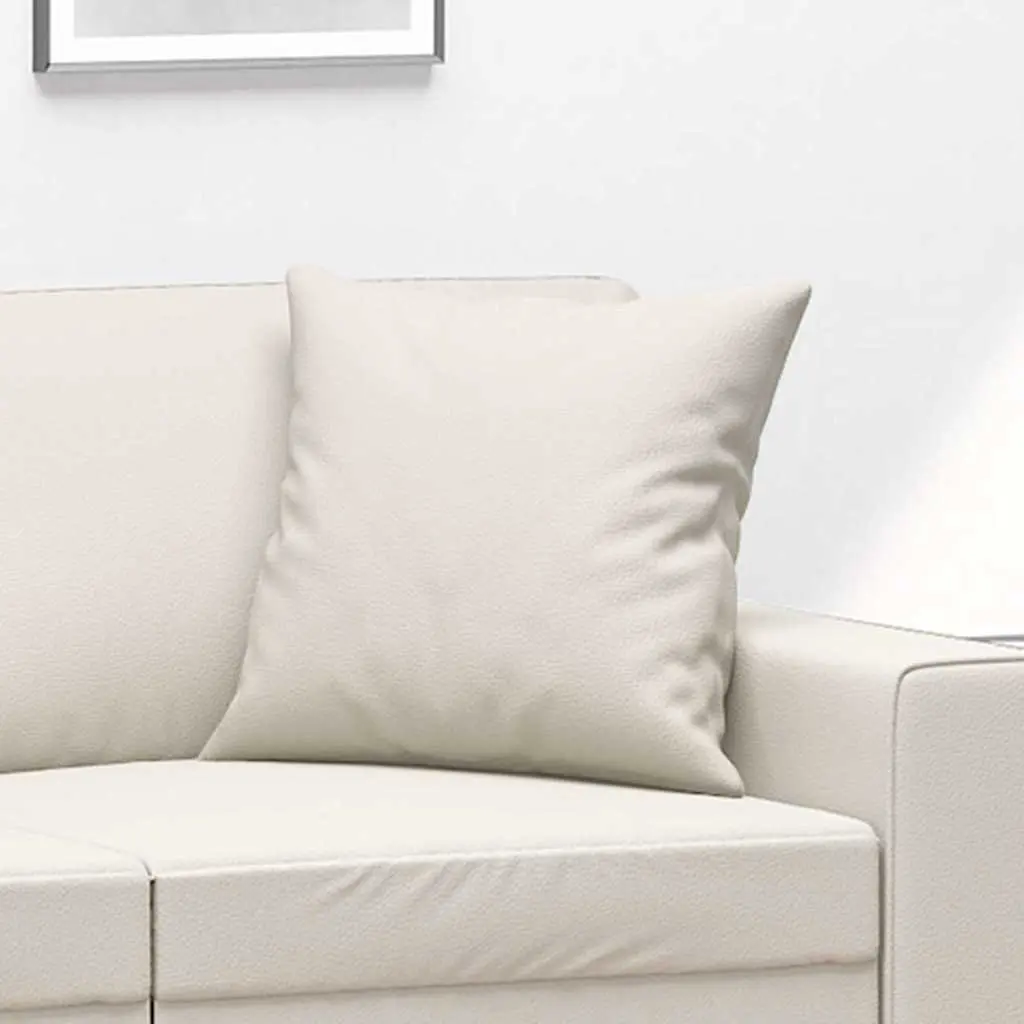 Throw Pillows Sofa Decor 40x40 cm Cream Faux Leather 2 Piece