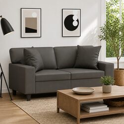 Faux Leather Throw Pillows – 40x40 cm Grey Cushions
