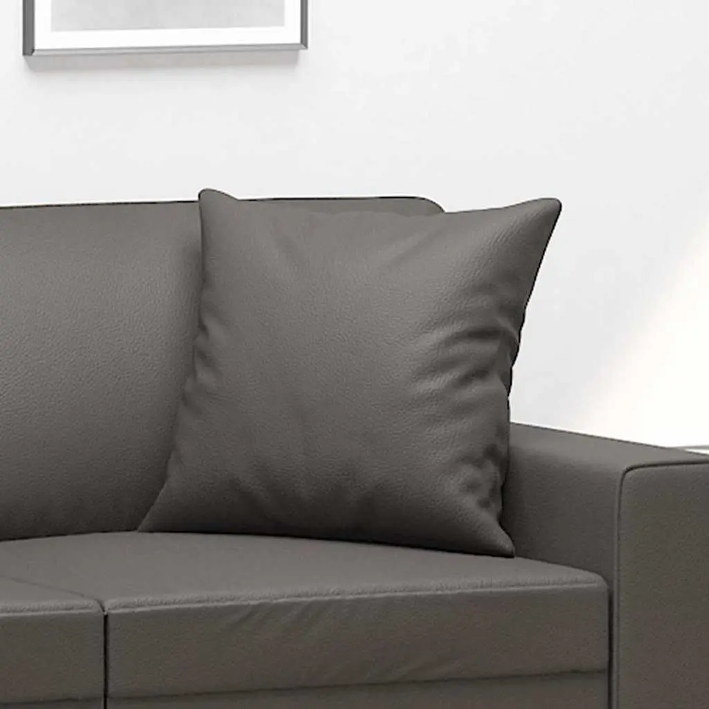 Throw Pillows 2 pcs Grey 40x40 cm Faux Leather Cushion Covers Decor