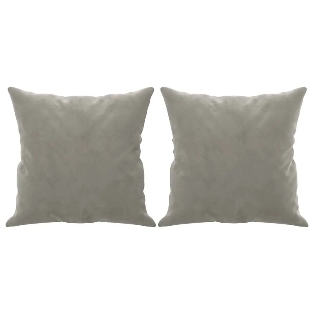 Throw Pillows for Sofa Couch 40x40 cm Grey Velvet 2 Piece Home Decor