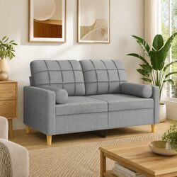 Throw Pillows 2 pcs Grey Cylinder Bolster Cushions, Ø15 x 50 cm, Removable Covers