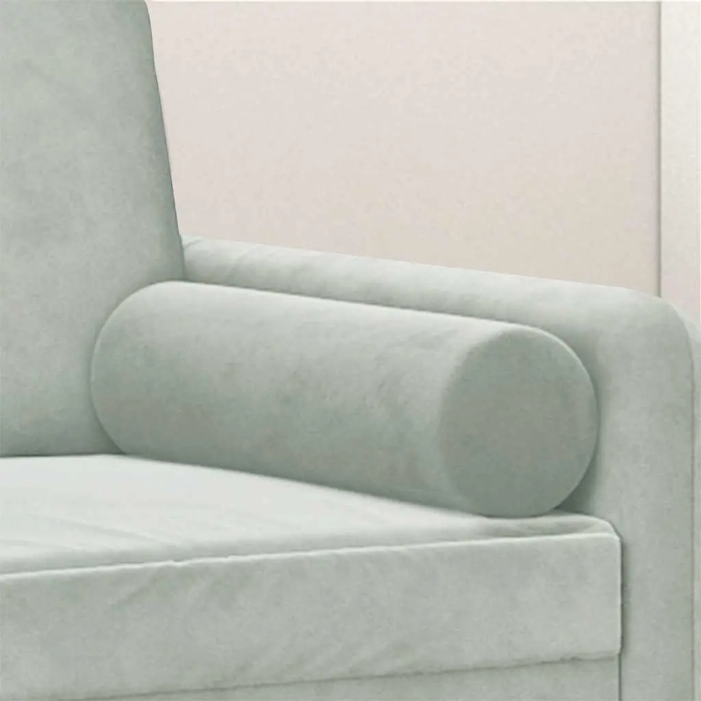 Throw Pillows Living Room 15x50 cm Grey Velvet Cylinder Bolster 2 Piece
