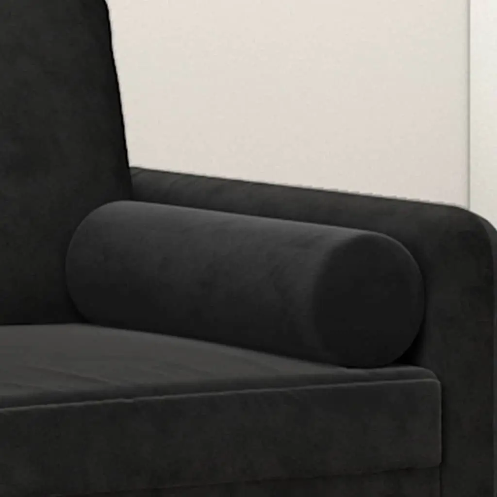 Throw Pillows Home Decor 15 x 50 cm Black Velvet Cylinder Bolster 2 Piece