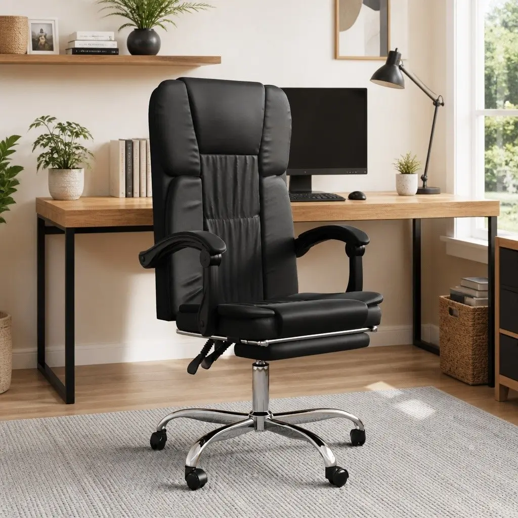 Black Faux Leather Reclining Chair