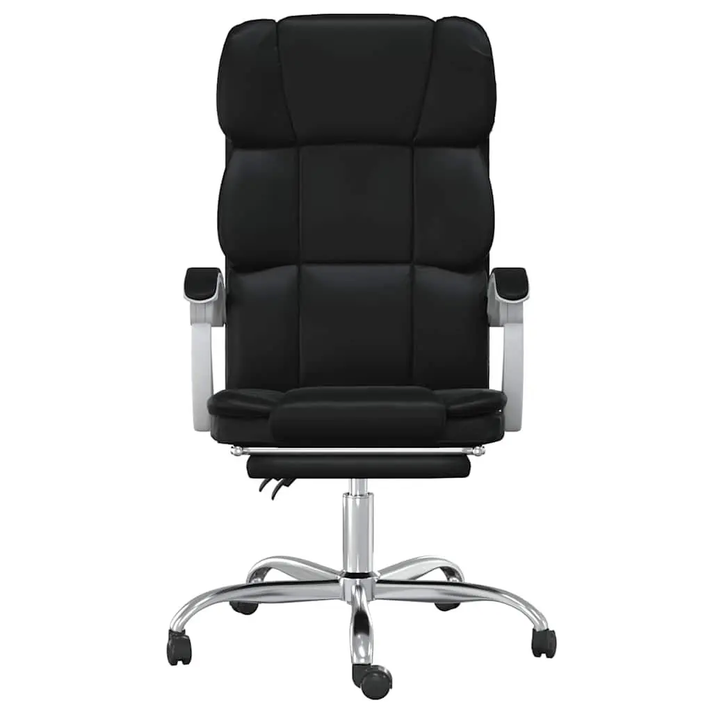 Reclining Office Chair for Business Black Faux Leather Adjustable Backrest Height Swivel