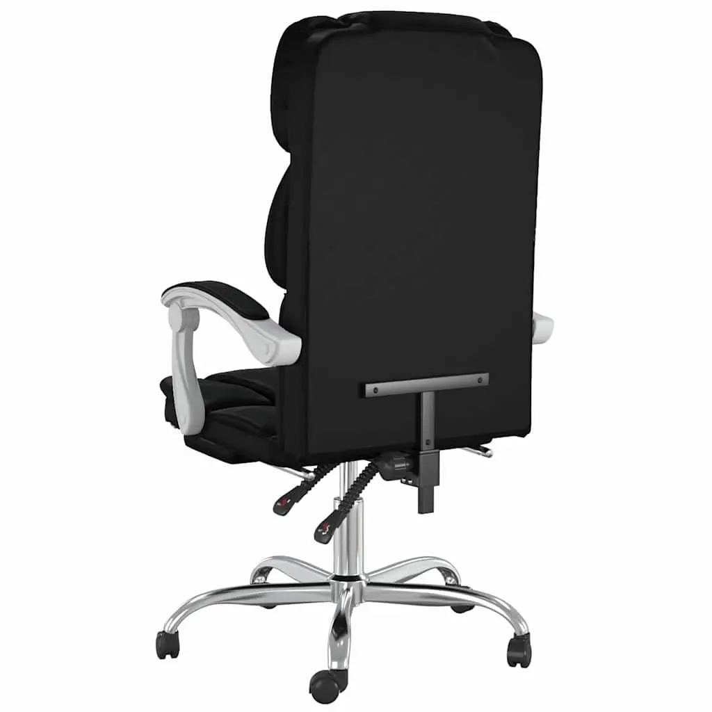 Reclining Office Chair for Business Black Faux Leather Adjustable Backrest Height Swivel
