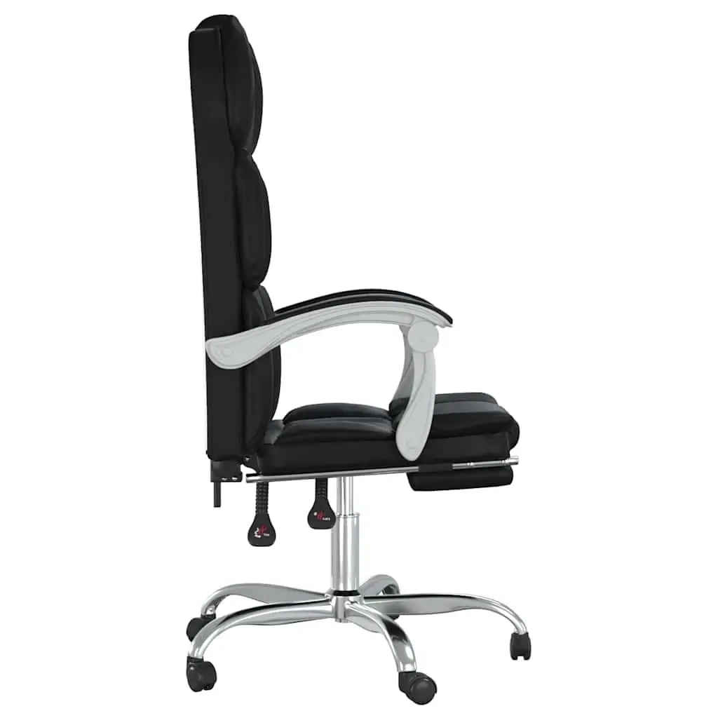 Reclining Office Chair for Business Black Faux Leather Adjustable Backrest Height Swivel