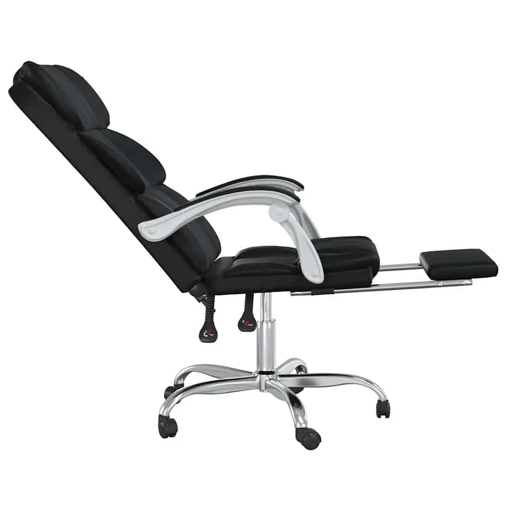 Reclining Office Chair for Business Black Faux Leather Adjustable Backrest Height Swivel