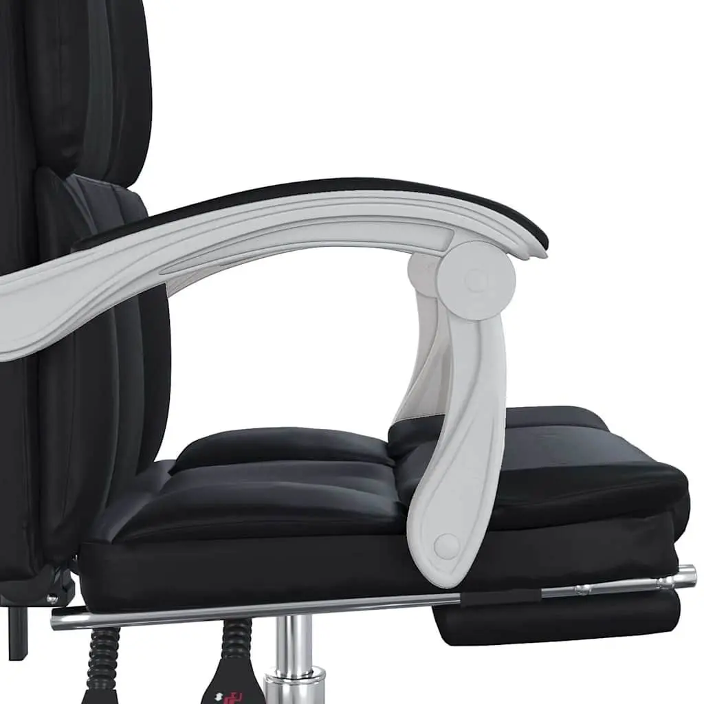 Reclining Office Chair for Business Black Faux Leather Adjustable Backrest Height Swivel