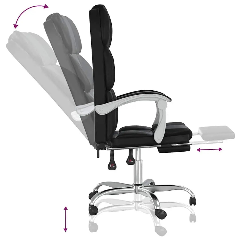 Reclining Office Chair for Business Black Faux Leather Adjustable Backrest Height Swivel