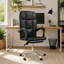 Reclining Office Chair Specifications: Black Faux Leather