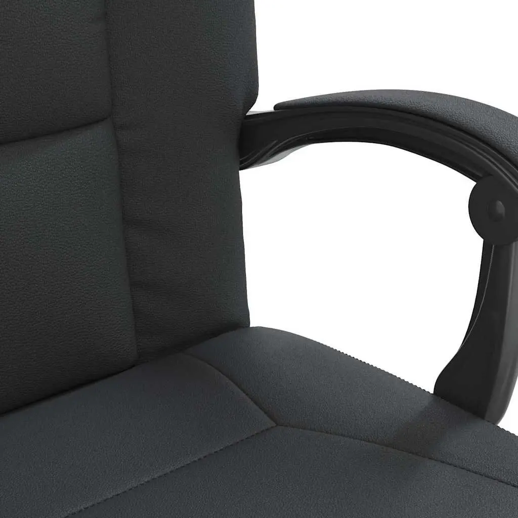 Reclining Office Chair Black Faux Leather Adjustable Height Backrest Swivel Desk