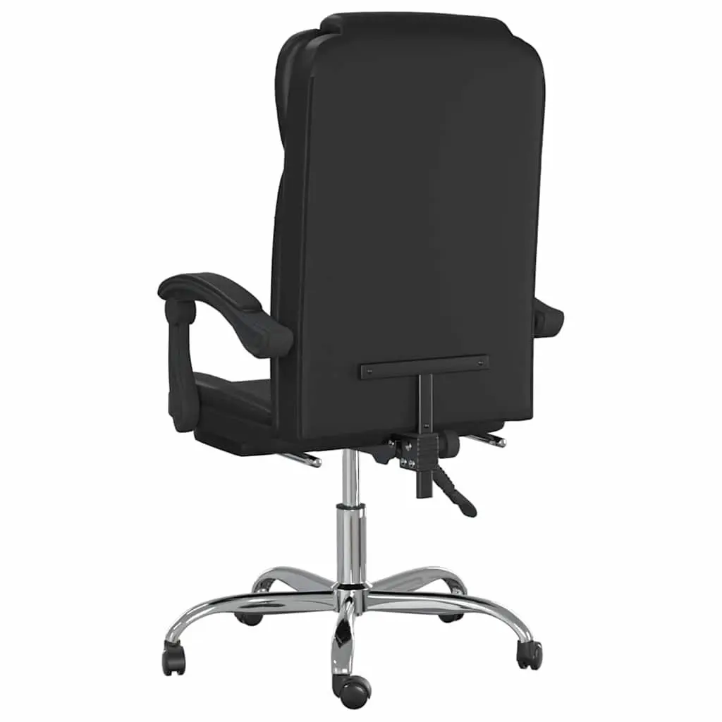Adjustable Backrest Swivel Reclining Chair Office Use Black Faux Leather