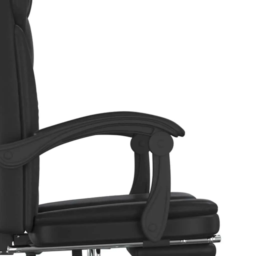 Adjustable Backrest Swivel Reclining Chair Office Use Black Faux Leather