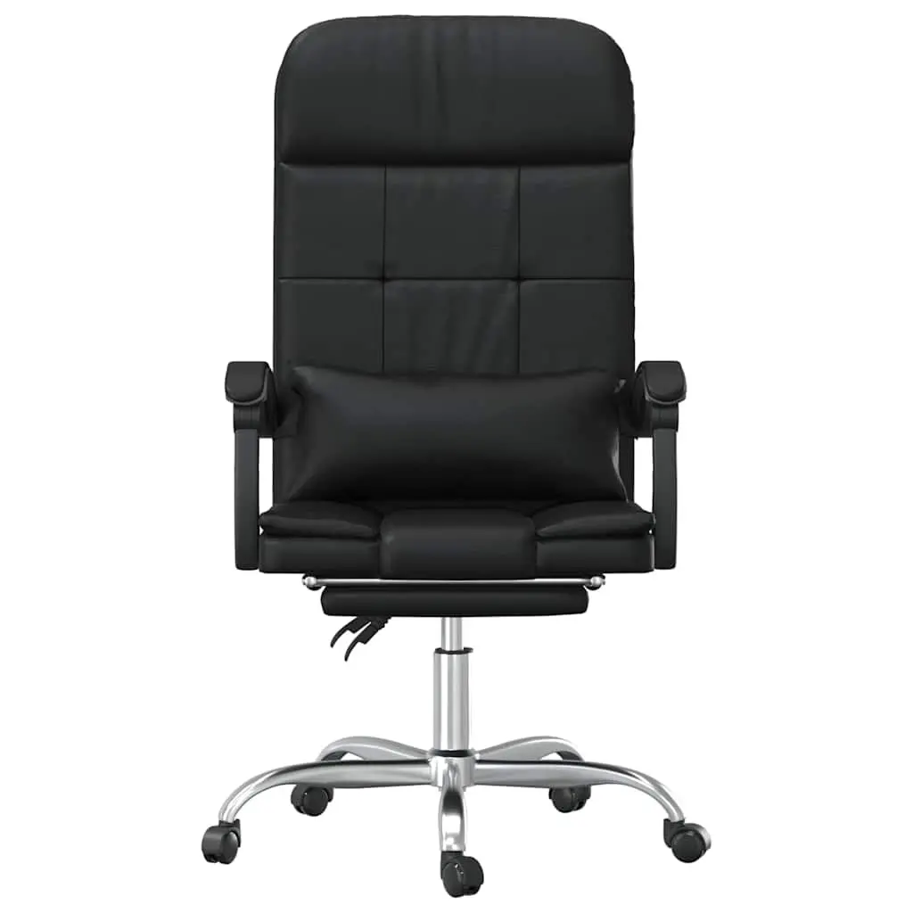 Massage Reclining Office Chair for Office Black Faux Leather Adjustable Backrest