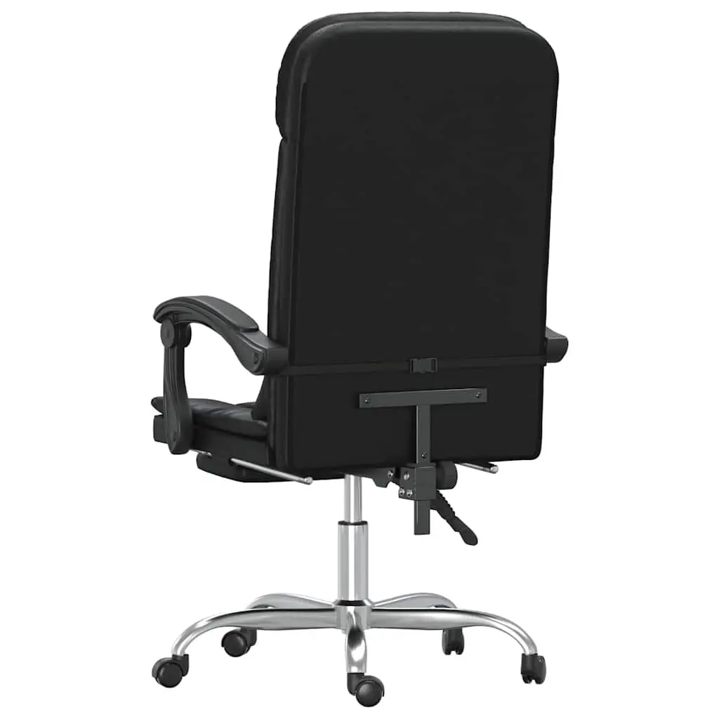 Massage Reclining Office Chair for Office Black Faux Leather Adjustable Backrest