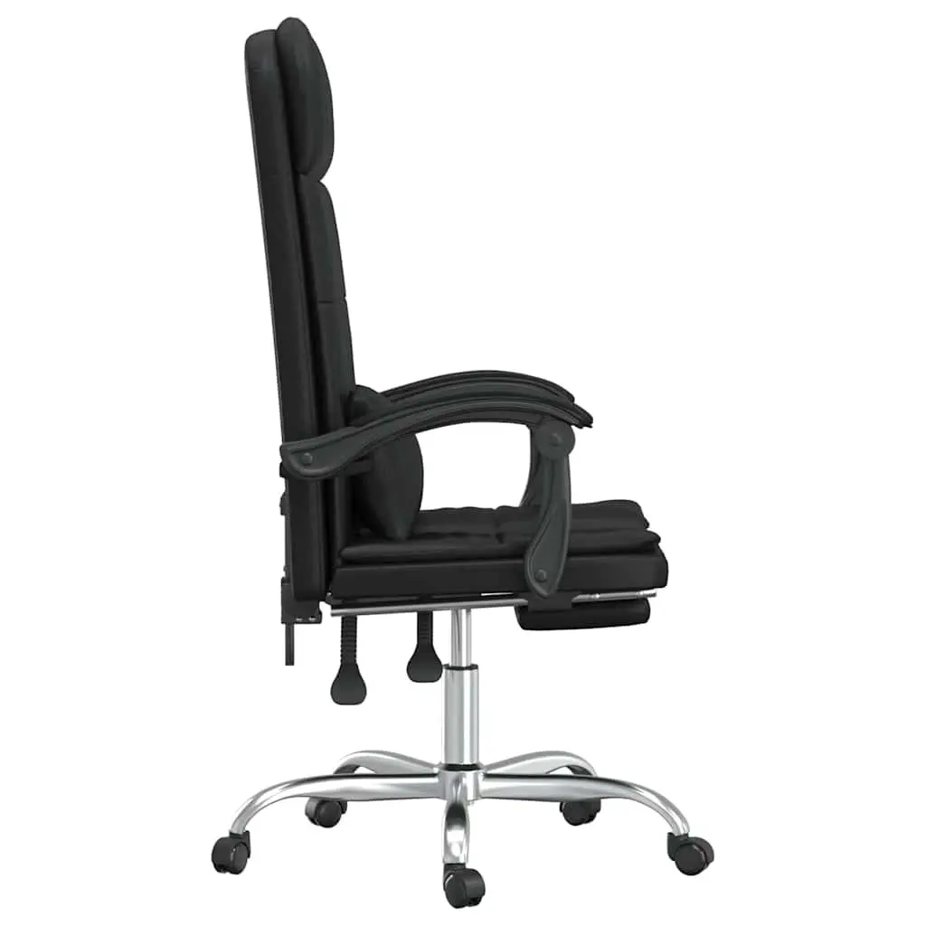 Massage Reclining Office Chair for Office Black Faux Leather Adjustable Backrest