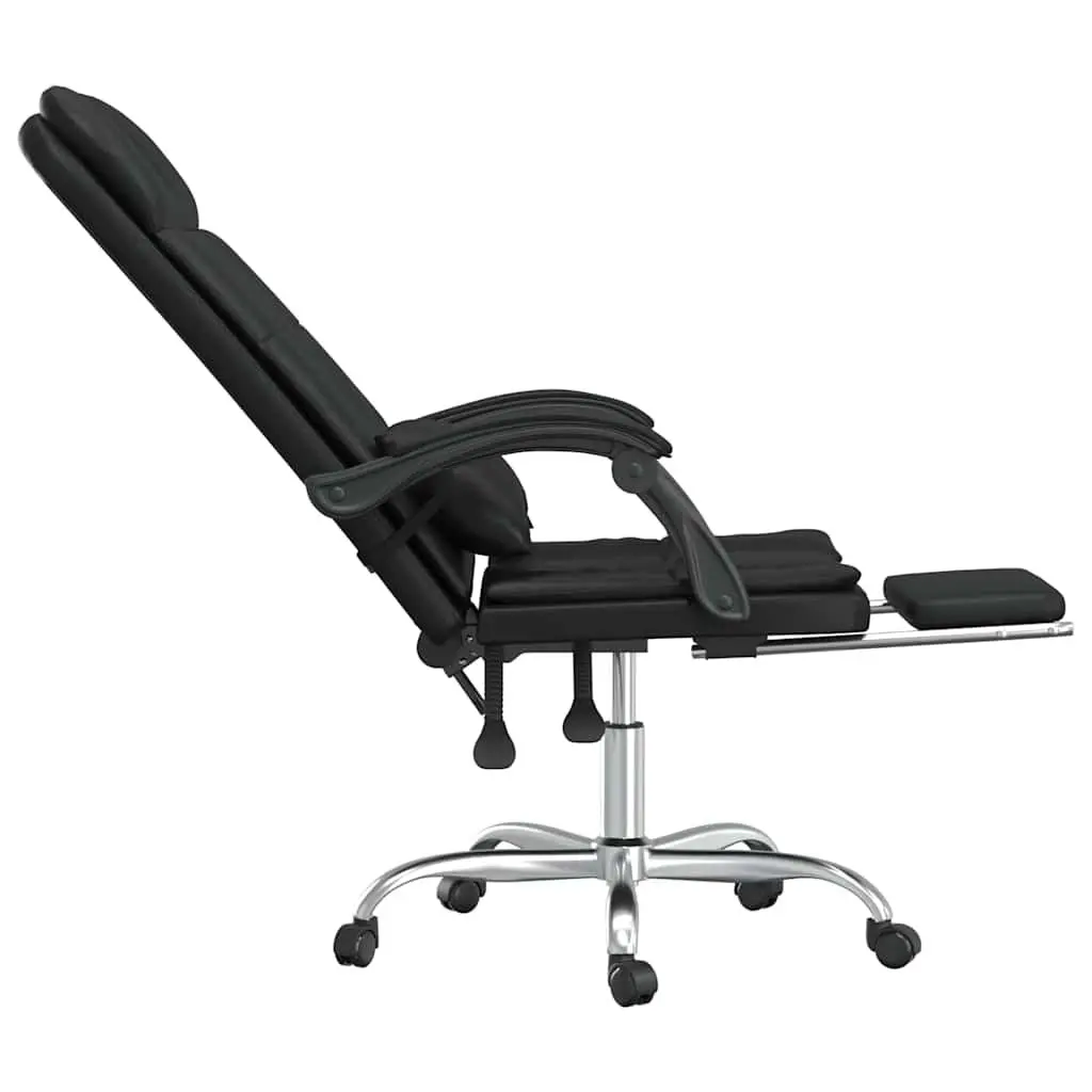 Massage Reclining Office Chair for Office Black Faux Leather Adjustable Backrest