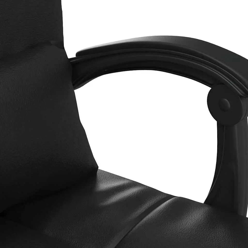 Massage Reclining Office Chair for Office Black Faux Leather Adjustable Backrest