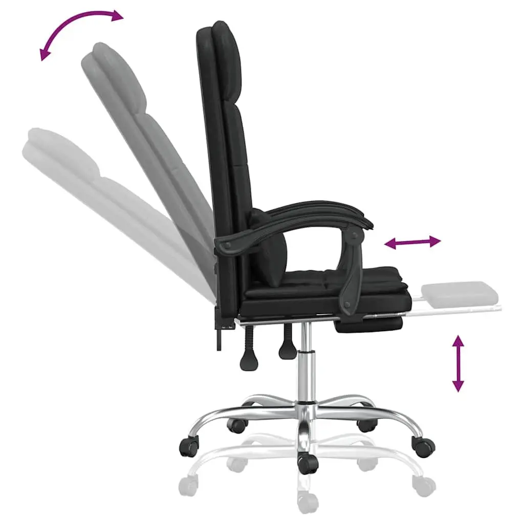 Massage Reclining Office Chair for Office Black Faux Leather Adjustable Backrest
