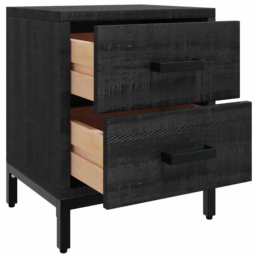 Bedside Cabinet Black 36x30x45 cm Solid Pinewood Bedroom Storage Drawers