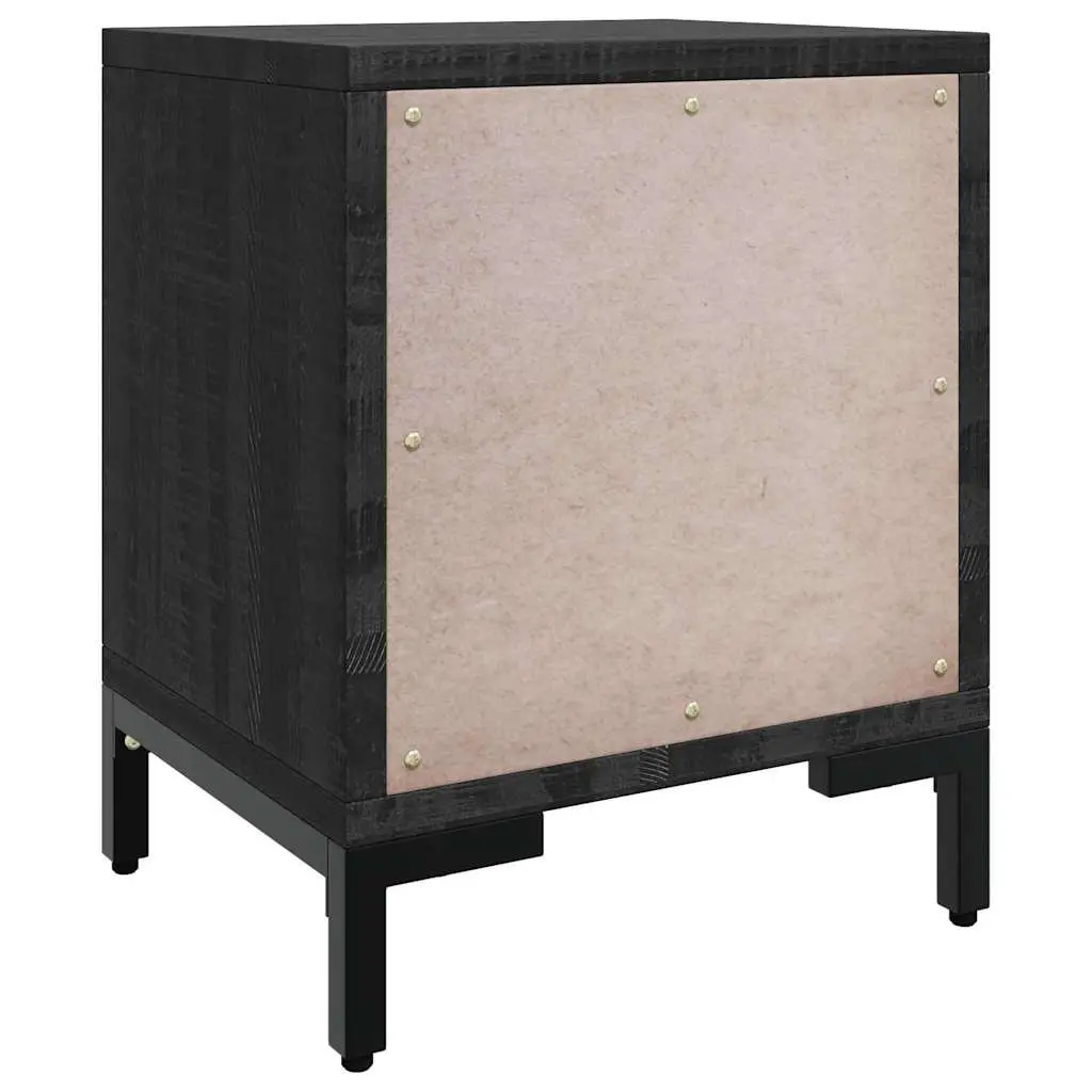 Bedside Cabinet Black 36x30x45 cm Solid Pinewood Bedroom Storage Drawers