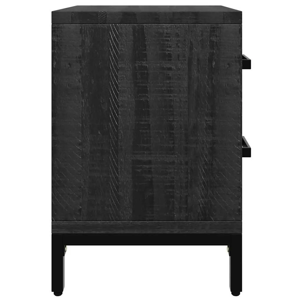 Bedside Cabinet Black 36x30x45 cm Solid Pinewood Bedroom Storage Drawers