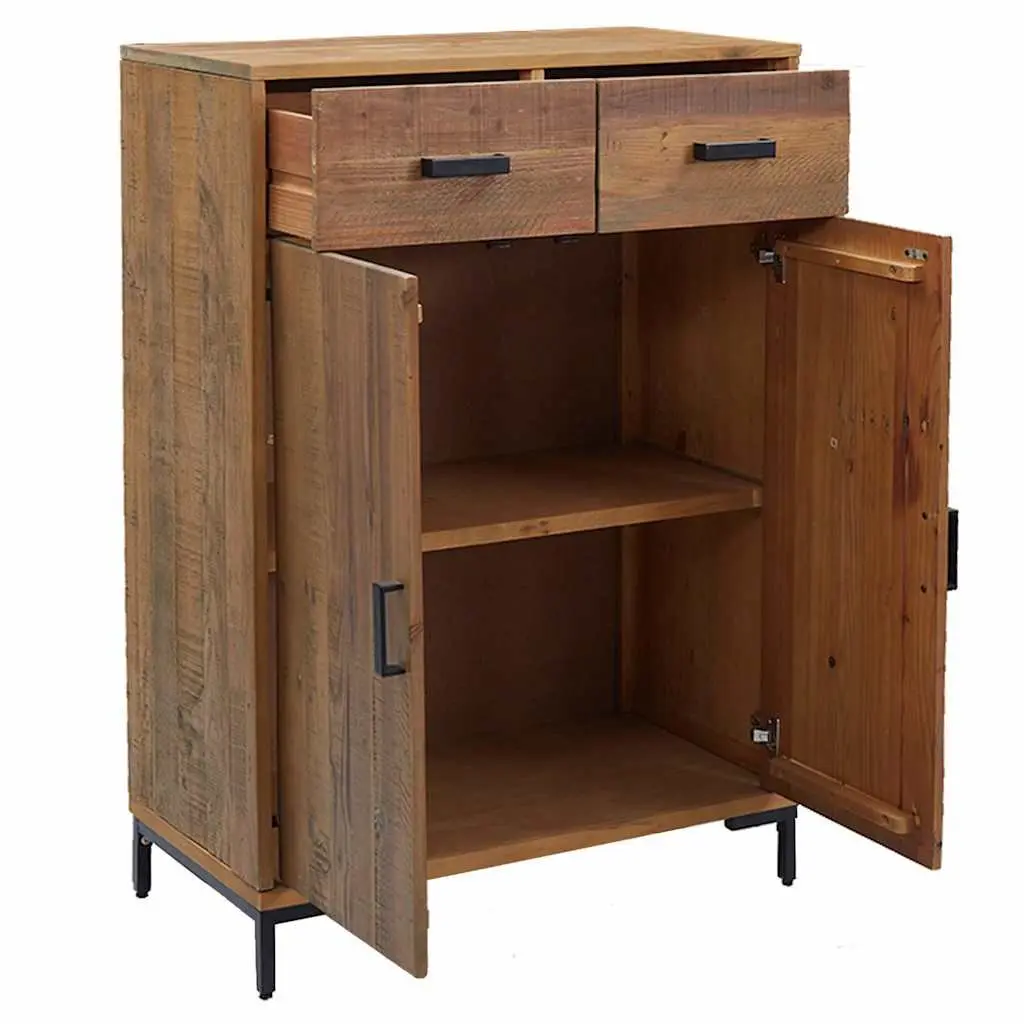 Shoe Rack 75x40x110 cm Brown Solid Pinewood Storage Cabinet 2 Drawers